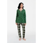 Women's pajamas Asama long sleeves, long legs - green/print