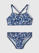 Modré holčičí květované dvoudílné plavky name it Felisia - unisex