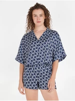 Tmavě modré dámské vzorované pyžamo Tommy Hilfiger Underwear - Dámské