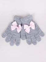 Yoclub Kids's Girls' Five-Finger Gloves With Bow RED-0070G-AA50-008