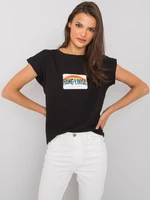 Black cotton women's T-shirt