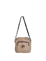 Beige small messenger bag on a wide strap