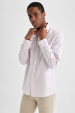 DEFACTO Slim Fit Polo Collar Poplin Long Sleeve Shirt