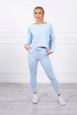 Set with oversized blouse cyan color