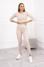 Ribbed set dark beige