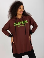 Dark brown long oversized hoodie with slits