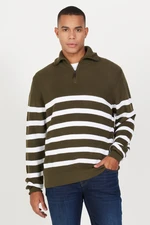 ALTINYILDIZ CLASSICS Men's Khaki-ecru Standard Fit Normal Cut High Bato Neck Knitwear Sweater