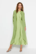 Trendyol Green Flight Satin Evening Dress