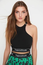 Trendyol X Sagaza Studio Black Metal Bustier with Accessories Detailed