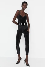 Trendyol Black Sweetheart Collar Corduroy Jumpsuit