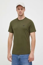 Bavlnené tričko Barbour zelená farba, jednofarebný, MTS0331