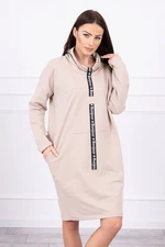Dress with tie light beige