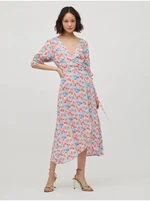 Light pink floral wrap midi dress VILA Elegance - Women