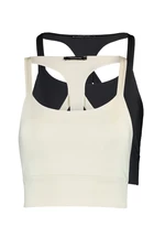 Trendyol Black-Beige 2-Pack Sports Bra with Back Detail Support