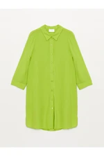 LC Waikiki Women's Beach Dress with a Shirt Collar and Long Sleeves Straight