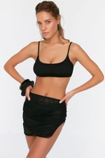 Trendyol Black Mini Knitted Pleated Mesh Pareo