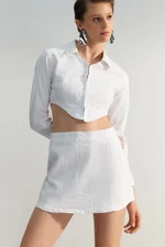 Trendyol Limited Edition White Stitching Detail Mini Denim Skirt