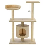 [EU Direct] vidaxl 170514 Cat Tree with Sisal Scratching Posts 95 cm Beige Scratcher Tower Home Furniture Climbing Frame