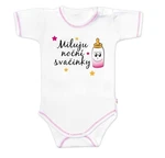 Body krátký rukáv s vtipným textem Baby Nellys, Miluju noční svačinky, holka, vel. 86 (12-18m)