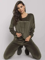 Khaki two-piece set made of velour Fidenza RUE PARIS