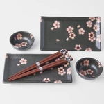 MADE IN JAPAN Sushi set s paličkami Black & Pink Sakura
