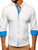 Bielo-blankytná pánska elegantná košeľa s dlhými rukávmi Bolf 5722-1-A