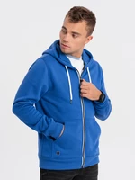 Ombre BASIC men's unbuttoned hooded sweatshirt - blue