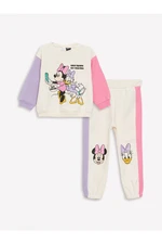 LC Waikiki Crew Neck Long Sleeved Disney Printed Baby Girl Sweatshirt And Tracksuit Bottoms 2-piece