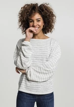 Women's oversize jumper with stripes grey/white