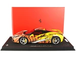 Ferrari 488 GTB "IPE Exhaust" Giallo Modena Yellow with Tiger Graphics with DISPLAY CASE Limited Edition to 100 pieces Worldwide 1/18 Model Car by BB