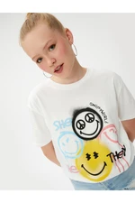 Koton Smileyworld® Printed T-Shirt Licensed Crew Neck Short Sleeved