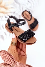 Detské pletené sandále čierne bailly