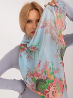 Light blue women's scarf with flowers