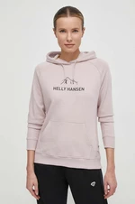 Mikina Helly Hansen dámska, ružová farba, s kapucňou, s potlačou, 63427
