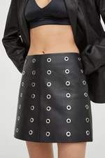 Kožená sukně 2NDDAY Edition Raffi černá barva, mini, pouzdrová