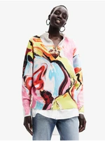 Yellow-pink women's patterned sweater Desigual Eugenia - Women