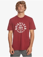 Burgundy Men's T-Shirt Quiksilver Circled Script Front - Men's