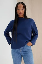Trendyol Navy Blue More Sustainable Thessaloniki/Knitwear Look Relaxed/Comfortable Fit Knitted Blouse