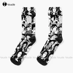 Akutagawa Ryunosuke- collage black and white version Socks gym socks Personalized Custom Unisex Adult Teen youth Socks