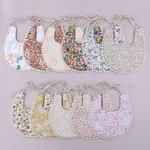 Baby Tassel Saliva Towel Vintage Double Side Floral Printing Bib Feeding Burp Cloth Bandana Scarf for Newborn Infants Dropship
