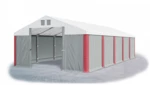 Garážový stan 5x10x3m střecha PVC 560g/m2 boky PVC 500g/m2 konstrukce ZIMA Šedá Bílá Červené,Garážový stan 5x10x3m střecha PVC 560g/m2 boky PVC 500g/m