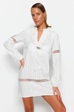 Trendyol White Mini Woven Tassel Beach Dress