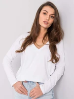 Basic white blouse with V-neck