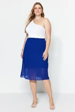 Trendyol Curve Blue Pleated Woven Skirt