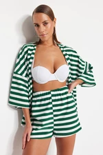 Trendyol Green Striped Knit Shorts & Bermuda