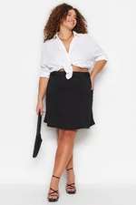 Trendyol Curve Black Knitted Skirt With Button Detailed Ruffles