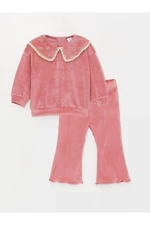 LC Waikiki LCW Baby Crew Neck Long Sleeve Printed Baby Girl Sweatshirt and Leggings Pants 2-Pair Set