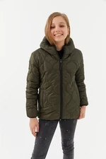 River Club Girl's Onion Pattern Water and Windproof Fiber Khaki Hooded Coat