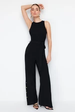 Trendyol Black Belted Maxi Woven Jumpsuit