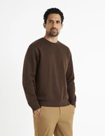 Dark brown men's basic sweatshirt Celio Veseven